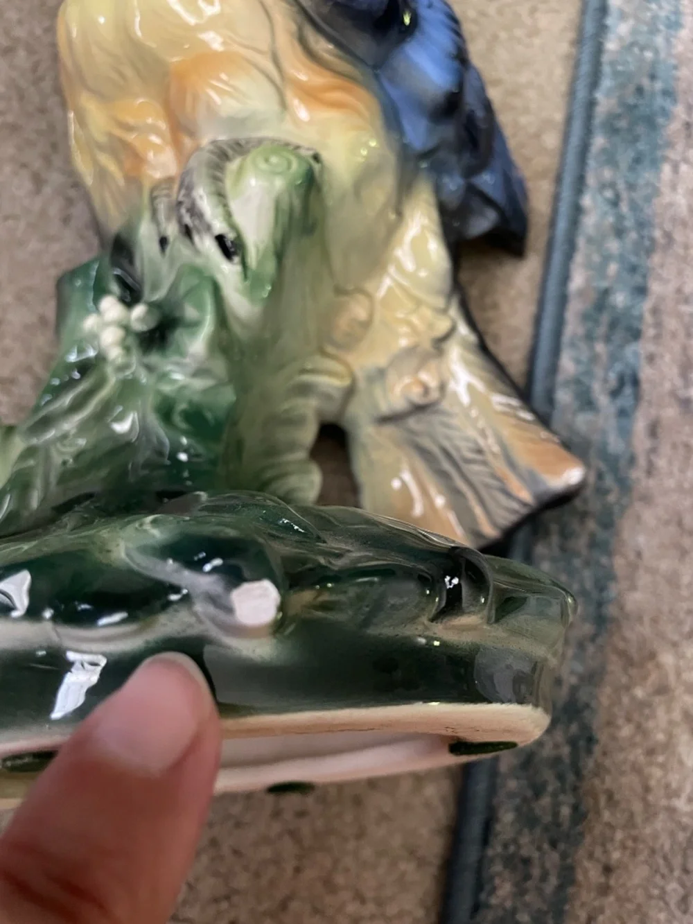 Vintage Italian Ceramic Porcelain Majolica? Parrot Bird Statue Figure 12